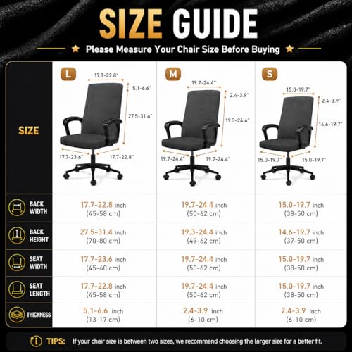 Water Resistant Stretch Computer Office Chair Cover with Durable Zipper Universal Washable Removable Spandex Rotating Boss Chair Slipcovers Anti-dust Soft Desk Chair Seat Protector for Dogs Cats Pets