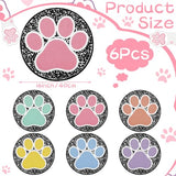 Teenyyou 6 Pcs 16" Dog Paw Classroom Rug Composition Notebook Classroom Rug Boho Pastel Floor Mat Non Slip Floor Mat for Preschool Kindergarden Dog Paw Round Flexible Seats Group Activity Spots Marker