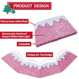 Christmas Tree Collar, 24 Inch Xmas Tree Ring Fabric Square Skirt for Artificial Trees, Snow Cover and Sequin Christmastree Box Collar,Holiday Christmas Home Decor for Decorations (HOT Pink)