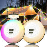 2Pack Camping String Lights, 4 in 1 Quick Storage Camping Essentials Gear 32.8FT Rechargeable Tent Lights with 9 Modes Hanging Waterproof LED Camp Lamp for Camping Hiking Patio Festival (Warm +RGB)
