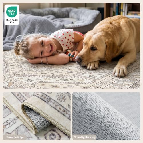 2x3 Washable Area Rug: Non-Slip Soft Vintage Entryway Door Mat