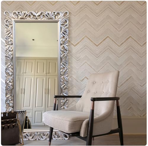 Bedroom, Living Room, Dressing Room, Light Luxury American Classical Frame Wall with Full-Length Mirror, Vertical Floor Standing Full-Length Mirror 100 * 200