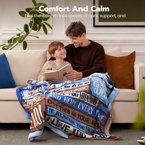 Joiedomi Fathers Day Blanket Dad Birthday Gift Soft Flannel Dad Blanket from Daughter Son for Fathers Day Anniversary Christmas 50" x 60" Blue