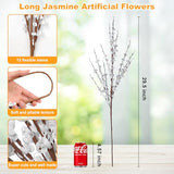 Wootkey 5pcs 29.5" Faux Jasmine Artificial Flowers Tall White Floral Branches Stem for Home Wedding Vase Filler Party DIY Decoration