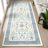 2x5 Runner Rug Washable: Non Slip Small Rugs for Kitchen Blue Ivory