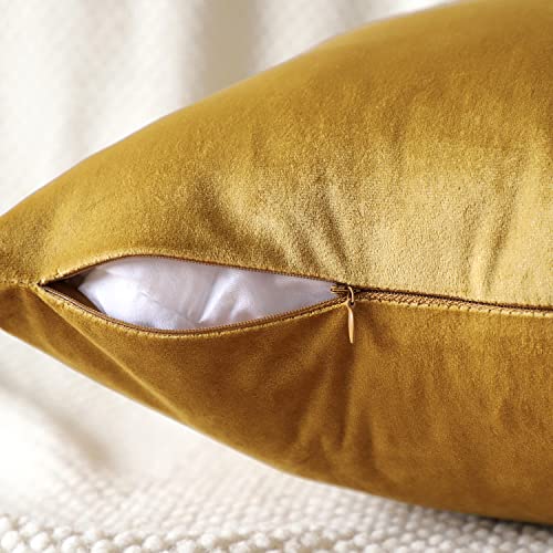 Artscope Luxury Velvet Pillow Covers Super Soft Decorative Square Throw Pillow Covers Case Cushion Covers for Sofa Couch Bedroom Car Decor 12x20 Inch Gold