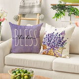 AVOIN colorlife Lavender Home Sweet Home Spring Throw Pillow Covers, 18 x 18 Inch Purple Summer Cushion Case for Sofa Couch Set of 4