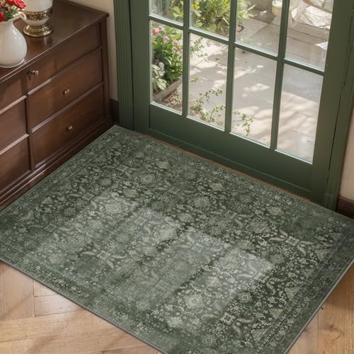 2x3 Entryway Rug Door Mat, Washable Samll Rug, Non Slip, Green