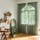 Sutuo Home Olive Green Lace Curtains 84 Inches Long for Bedroom Living Room, Leaf Embroidery Window Sheer Drapes Pair, Rod Pocket Vintage Country Window Treatments Set of 2 Panels, 57" W x 84" L