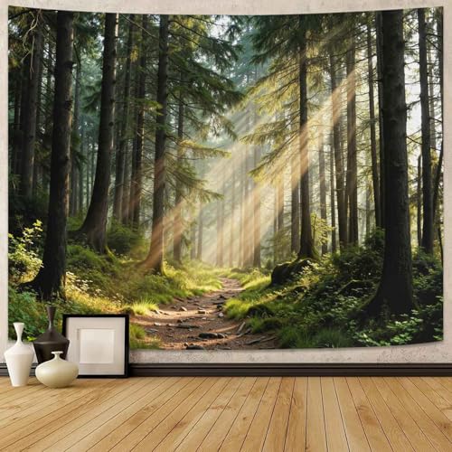 Lunerfex Sunbeam Forest Path Tapestry - Nature Landscape Wall Hanging for Bedroom and Living Room - Serene Decor Tapestries 60"x44"