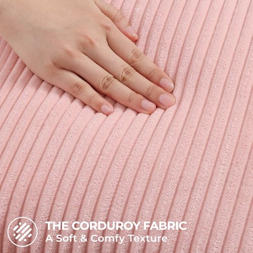 Mecatny Corduroy Decorative Throw Pillow Covers 16x16 Set of 2 Pink
