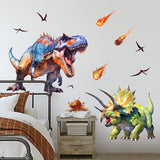Supzone Large Dinosaur Wall Decals for Kids Room - Tyrannosaurus Triceratops Dino Wall Stickers for Boys Bedroom, Living Room, Baby Nursery Wall Art Decor
