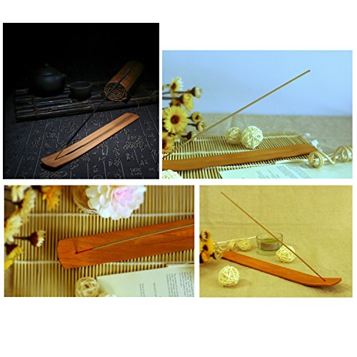 TRENDBOX 10pcs Handmade Plain Wood Wooden Incense Stick Holder Burner Ash Catcher Natural Design Buddhist