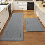 Kitchen Rugs Set of 2, Kitchen Mats for Floor,20x32+20x59 Grey
