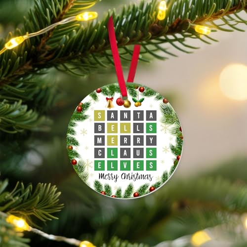Wordle Chrismas Ornament - Funny Word Board Game Xmas Gifts for Gamers, Puzzle Challenge Lovers, Holiday Decoration 2025