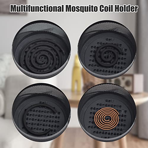 A&M Tech Black Mosquito Coil Holder Incense Coil Burner Indoor Outdoor Camping Use Portable Mosquito Repellent Coil Holder Incense Burner Holder 6.2 Inches Diameter