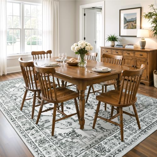 8x10 Washable Area Rug for Living Room, Light Grey