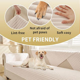 HAOMAIJIA Waterproof Couch Cover for Dogs Washable,Faux Fur Pet Couch Covers for Sofa,Soft Dog Bed Cover Non-Slip Couch Covers for 3 Cushion Couch Sofa Pet Friendly (Off White, 35" x 74")