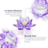 2 Pcs Purple Crystal Lotus Flower Tealight Candle Holder | Glass Votive Candlestick Decor for Home, Wedding, Party & Christmas Table Centerpieces
