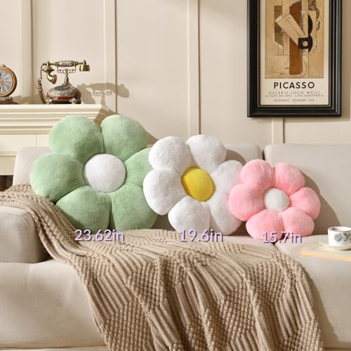 Pink Flower Pillow，Flower Shaped Throw Pillow 15.7In Daisy Pillow Cushion Cute Flower Seating Cushion Home Decorative Pillows for Sofa Couch Bed