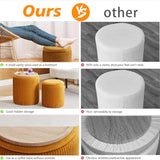 Set of 2 Round Storage Ottoman, Yellow Velvet Stool with Storage