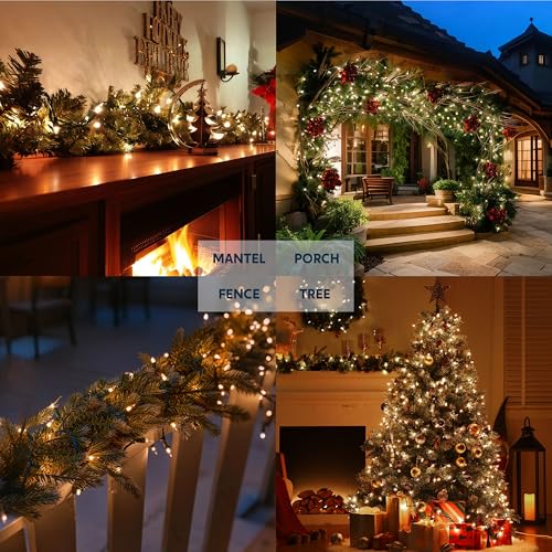 Joiedomi Clear Christmas String Lights Indoor,100 Count Mini White Fairy Light Outdoor,19.4 FT Decor for Patio Dorm Classroom Bedroom Holiday Wedding Party Garland Birthday Festival,Green Wire