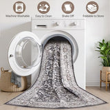 Runner Rug 3x8 Washable Non-Slip Vintage Boho Soft Rug Black
