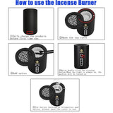 2-in-1 Electric Incense Burner with Quran Speaker, Rechargeable Portable Bakhoor Burner and Aroma Diffuser, Round, Black, 3.1x3.1x4.8 Inches
