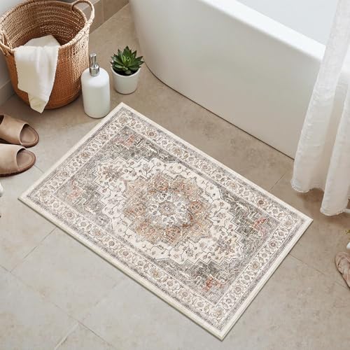 Area Rug 2x3 Entryway Rug Soft Washable Low Pile Vintage Doormat