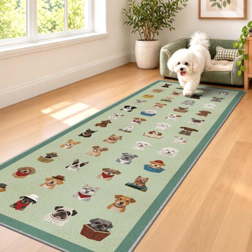 Waterproof 2x6 Runner Rug Non Slip Floor Runners for Dogs, Pups Green