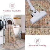 Lahome Oriental Kitchen Runners for Hallways, 2.5x10 Washable Runner Rug Non Slip, Soft Hallway Rug Distressed Ultra-Thin Long Carpet for Bathroom Entryway ‎Bedroom Eleanor, Peach/Orange