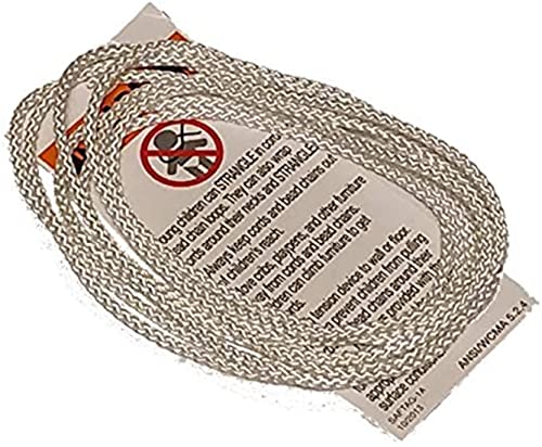 D30 CORD LOOPS fits all brands.....Hunter Douglas, Levolor, Kirsch, Graber, Bali, USED on most cellular and pleated shades (2.7 mm) (White, 5 Ft Drop)