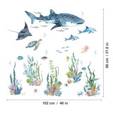 Ocean Animal Wall Decals,Large Sea Creature Wall Stickers,Under The Sea Fish Wall Art Decor for Kids Bathroom, Bedroom, Nursery, Living Room