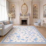 GarveeHome Floral Bow Rugs for Bedroom Girls, 5x7 Area Rugs for Living Room with Soft Low Pile, Non Slip Blue and White Washable Rug 5x7 for Nursery Kids Playroom Dining Room College Dorm Rug