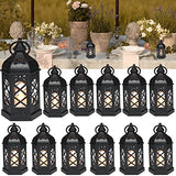12Pcs Mini Lantern with LED Candle, Small Black Lanterns Decorative for Halloween Decorations, Christmas Table Centerpiece, Flickering Candle Holders for Diwali Wedding Medieval Decor, Ornaments