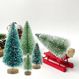 30PCS Bottle Brush Christmas Trees Mini Bottle Brush Trees with Wood Base Tabletop Small Christmas Village Tree, Xmas Holiday Decor
