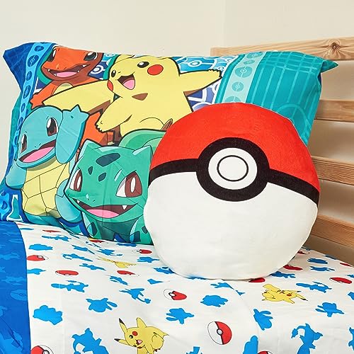 Northwest Ultra Soft Cloud Pillow Plush Cushion, Pokeball Inspired Throw Pillow for Boys and Girls, Anime-Inspired Bedroom, 11" Plush Bedding Accent
