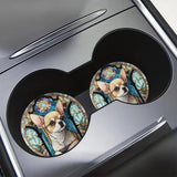 2pcs Adorable Chihuahua Dog Patterned Art Decorative Cup Coasters | Non-Slip and Heat-Insulated, for Beverage Cups, Suitable for Both Men and Women
