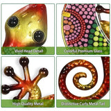 HONGLAND Metal Gecko Wall Art 2 Pack 15 Inch Lizard Outdoor Decor Hanging Glass Sculpture Decoration for Garden Fence Home