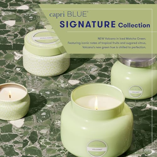 Capri Blue Volcano Scented Candles - Luxury Candles for Home Scented with Tropical Fruit & Sugared Citrus - Long Lasting Soy Wax Blend - Signature Glass Jar (Iced Matcha Green, 19 oz)
