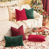decorUhome Christmas Textured Chenille Throw Pillow Covers 18x18 Set of 2