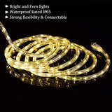 20ft 3000k LED Rope Lights, IP65 Waterproof Connectable 144LED Warm White Rope Lighting, Flexible Plug-in String Lights for Camping Outdoor Indoor Patio Christmas Halloween Party Decoration