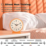 AYRELY® 4.5" Analog Alarm Clock,Small Retro Desk Clock Battery Operated,Slient Metal Table Clock with Light for Living Room Decor,Bedroom,Bedside,Shelf (Orange-Yellow)