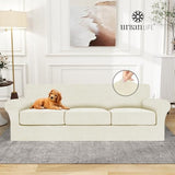 URBANLIFE Stretch Sofa Covers & Loveseat Couch Covers for 3 Cushion Sofa with 2 Cushion Sofa for Living Room Slipcover Set, Cream