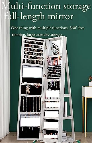 Floor-Standing Full-Length Mirror Style Simple Large-Capacity partition Jewelry Cosmetics Storage Multi-Functional Dressing Mirror (C b)