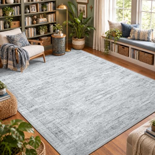 Area Rugs for Living Room 6x9 Large Washable Non-Slip Vintage Grey