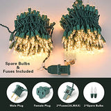 ODEETRONIC Christmas Lights, 21.63ft 100 Count Incandescent Clear Christmas Lights, UL Certified Outdoor Mini Clear Light Connectable, Green Wire Tree Light Indoor for Home Party Decor, Warm White