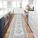 Pauwer Hallway Runner Rug 2'6'' x 12',Washable Kitchen Runner, Vintage Grey