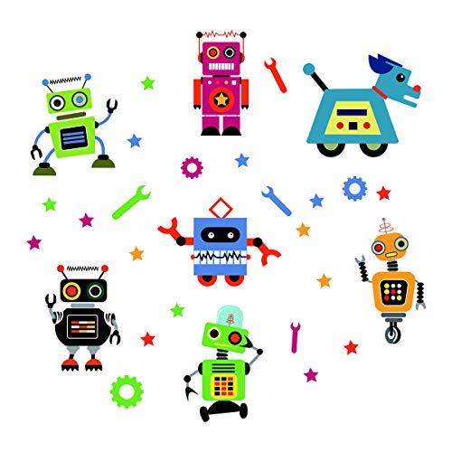Runtoo Robots Wall Decals - Educational Wall Art Stickers for Classroom & Kids' Bedroom