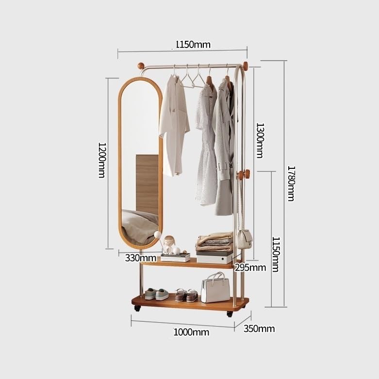 Decorative Full-Length Multifunctional Floor-Standing Mirror and Coat Rack for Bedroom for Living Room
